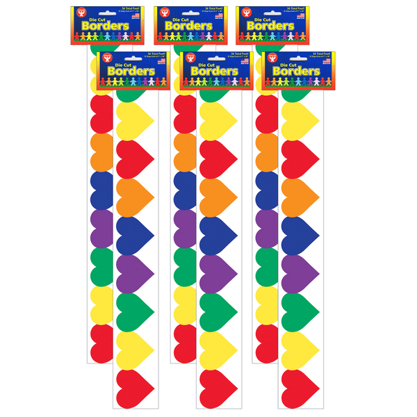 Hygloss Products Multi-Color Hearts Border, 36 Feet/Pack, PK6 33626